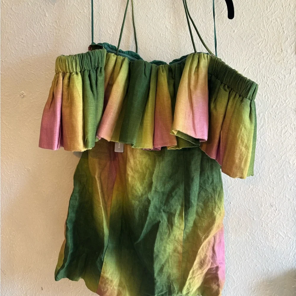 The Wolf Gang Strapless Green and Pink Dress - Picture 3 of 11